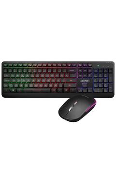 Everest Km-1500 Siyah Kablosuz Rainbow Aydınlatmalı Q Multimedia Klavye + Mouse Set Modern Tasarım 826334