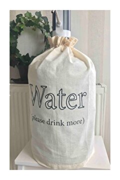 Niksarlı Çeyiz Krem Damacana Kılıfı Water Please Drink More Baskılı