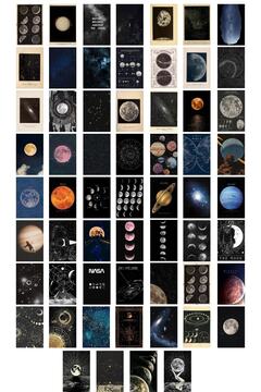 postifull Uzay Poster Seti - Kolaj Seti - Oda Dekoru - Duvar Posteri - Yapışkanlı - Duvar Dekoru - 60 Adet