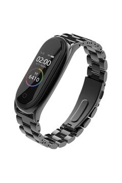 Nezih Case Xiaomi Mi Band 5 Ve Mi Band 6 Uyumlu Metal Paslanmaz Çelik Baklalı Kordon Siyah