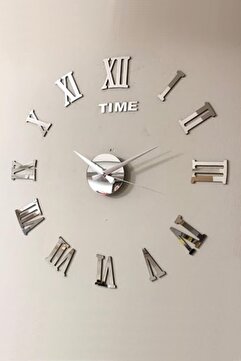 Wooden Factory Time Collection 3d Roma Rakamlı Duvar Saati (GÜMÜŞ)