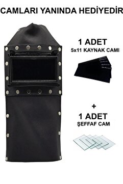 Genel Markalar Deri Kapaklı Kaynakçı Baş Maskesi Kapaklı Kaynak Maskesi Deri Kaynak Maskesi Camı Hediyeli