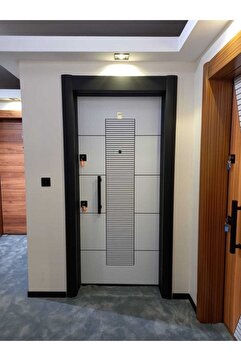 Tezdoor Çelik Kapı Modelleri Siyah Kasalı Rustik Çizgili Düz Model , Tırnaklı Sistem Daire Kapısı Sol