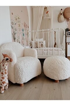 Breda Home Concept Teddy Ahşap Ayaklı Çocuk Bebek Koltuğu Sandalyesi Ve Pufu