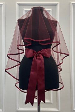 ZEYMERADE Bordo Biyeli Gelin Duvak Kuşak Eldiven Tam Set Kına Gecesi Düğün Nikah