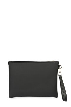 Bagfoni Siyah Düz El Askılı Portföy Clutch Çanta