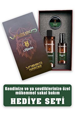 Vasso Men Hediyelik Hipster Sakal Seti ! Erkeklerin Vazgeçilmez Sakal Bakım Serisi (şampuan, Bakım Yağı,wax)