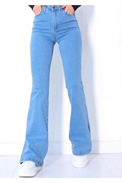 LİMABEL Noa Ispanyol Ispanyol Paça Jeans Açık Mavi Ispanyol Jeans Yüksek Bel Kot Pantolon