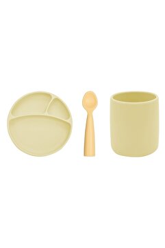 OiOi Porsiyon Tabak+bardak+nam Nam Kaşık 3'lü Set