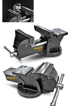 DEKO TURKEY 100mm 4" Sabit Tabanlı Özel Alaşım Paslanmaz Çelik Sabit Tezgah Masa Mengenesi Örslü