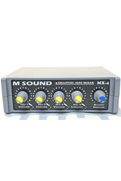 MSOUND Mx-4 4 Kanal Mini Mikser – 12 Volt Adaptör Beslemeli, Kompakt Ve Taşınabilir Ses Sistemi