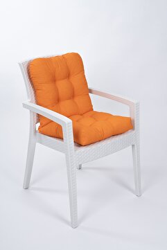 ALTINPAMUK Candy Pofidik Arkalıklı Turuncu Sandalye Minderi Özel Dikişli Bağcıklı 43x88 Cm