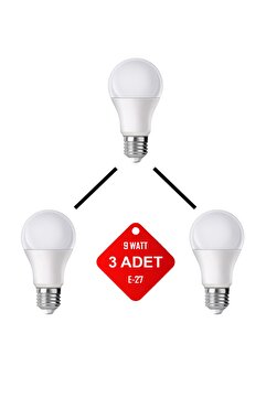 Trend Kitchen Tasarruflu 3 Adet Beyaz Renk Led Ampul (e-27 Uyumlu) 9,3 Watt Edsn
