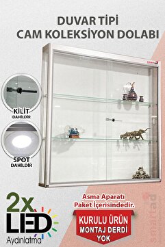 Cam Dolap Camlı Vitrin - Camlı Dolap - Camlı Koleksiyon Vitrini - Cam Raf - Kurulu Ürün 100x100x20