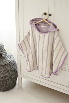 Mujo Baby&Kids Organik 4 Katlı Çizgili Müslin Çocuk Pançosu
