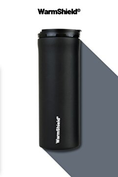 WarmShield Mat Siyah Çift Katmanlı Paslanmaz Çelik Termos Bardak 400 ml ( Kahve Çay Termosu )