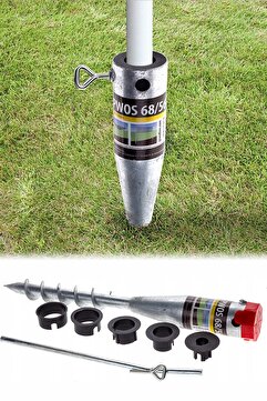 Binbirreyon Çelik Şemsiye Kazığı Burgulu Kazık Şemsiye Ayağı 56cm Kazık 26-68mm Çap Uyumlu Aa353