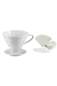 Grossberg Coffee V60-02 Seramik Dripper, V60-02 Uyumlu Filtre Kağıdı Set