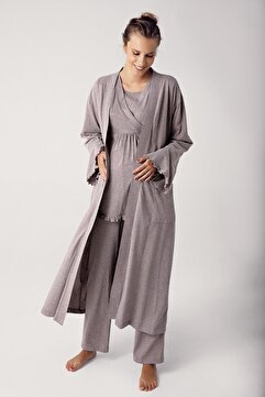 Artış Kadın Uzun Kollu Esnek Pamuklu Hamile Sabahlık Pijama Takımı13300