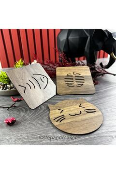 Step and Maker Ahşap 3'lü Nihale Seti ( Bardak Altlığı - Tava - Tencere Vb.)
