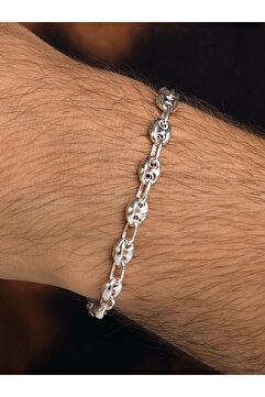bymissmücevherat 925 Ayar Gümüş Gemici Zincir Bileklik 4,5 Mm