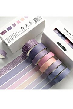Vox Art Washi Dekor Bant Seti 8'li Mix Ölçü X 4 Mt -viyolet-698