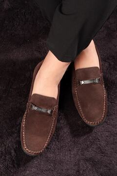 Ducavelli Halb Hakiki Deri Erkek Günlük Ayakkabı, Loafer Ayakkabı, Hafif Ayakkabı, Tokalı Loafer, Süet Loafer