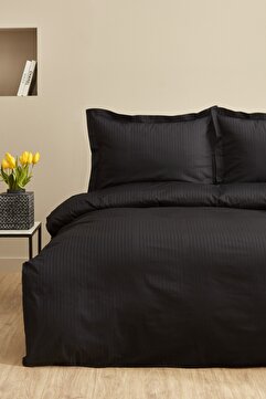 Karaca Home Uniq %100 Pamuk Çift Kişilik Saten Nevresim Takımı Siyah