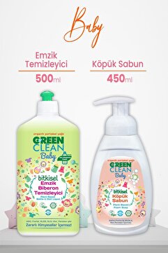 Green Clean U Baby Bitkisel Biberon Emzik Temizleyici 500 ml Ve Köpük Sabun Portakal 450 ml