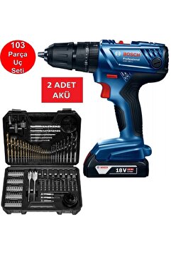 Bosch Gsb 180-LI Şarjlı Darbeli Matkap Çift Akülü 18V 2Ah Akülü Vidalama + 103 Parça Matkap Ucu Seti