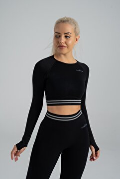 GYMXPRO Dikişisiz Seamless Sporcu Fitness Uzun Kollu Crop