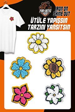 FANTASTIC ARMA ÜTÜ İLE YAPIŞAN DOKUMA PELUŞ ARMA SETİ PATCH YAMA RENLİ ÇİÇEK MODELİ