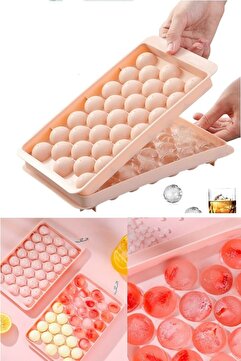 Kitchen Beauty Küre Buz Kalıbı Kapaklı 33 Hazneli Yuvarlak Buz Kalıbı Kokteyl Sunum Buz Kalıbı