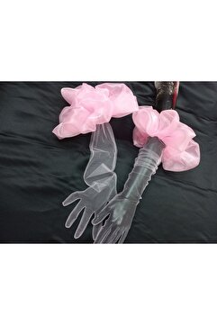 es moda shop Gemma organze firfirlı parti eldiveni bebe pembe