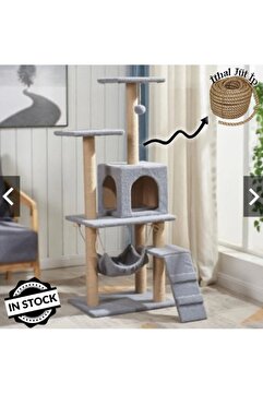 InStock Hamaklı Yuvalı Lüx Kedi Evi - Kedi Tırmalama Evi