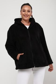 Curvy Trend Kapşonlu Wellsoft Ceket