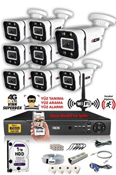 IDS 8 Kameralı Set - 5mp Sony Lensli Fullhd Gece Görüşlü Güvenlik Kamerası Sistemi - 2031-set8-1tb