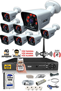 IDS 8 Kameralı Set - 5mp Sony Lensli Fullhd Gece Görüşlü Güvenlik Kamerası Sistemi - 2021-set8-320gb