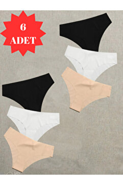 Adeniz Kadın 6'lı Dikişsiz Lazer Kesim Iz Yapmaz Likralı Bikini Slip Külot