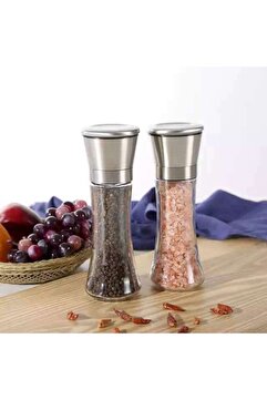 Matar Endüstriyel Mutfak Ekipmanları Karabiber Tuz Değirmeni 2li Set Metal Seramik Öğütücülü Yükseklik 19cm