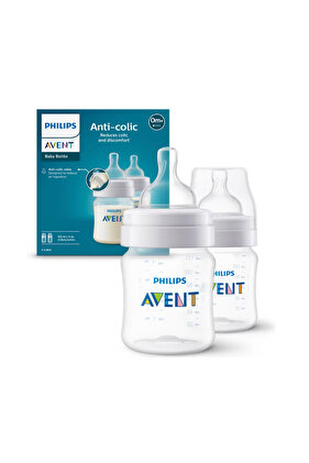 2 db hasfájást csökkentő cumisüveg Philips Avent SCY100/02, 125 ml, +0 hónapos kortól, 2 db, BPA-mentes (fehér/átlátszó)