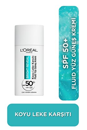 L'oréal Paris Bright Reveal Spf 50+ Koyu Leke Karşıtı Fluid Günlük Yüz Güneş Kremi 50ML