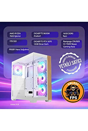 UNLOST X AMD RYZEN 7600-GIGABYTE GeForce RTX 5070 12GB-GIGABYTE B650M-16GB DDR5-1TB SSD-OEM PAKET