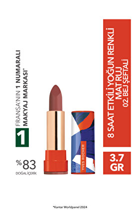 8 Saat Etkili Yoğun Renkli Mat Ruj-02. Bej Şeftali-3.8 G-83281