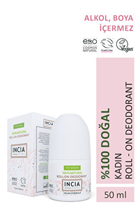 %100 Doğal Roll On Deodorant Kadınlar İçin Ter Kokusu Önleyici Lekesiz 50 ml