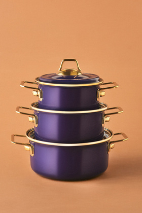 Piraye Emaye 6 Parça Tencere Seti Lacivert