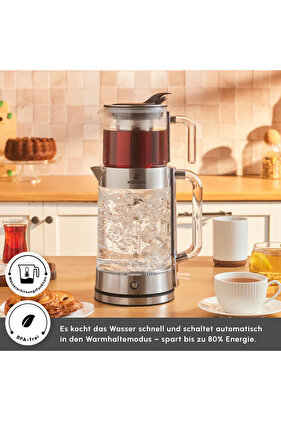 Sklenený kávovar Karaca Luma, kanvica na čaj 0,8 l, kanvica 2,0 l, 2200 W