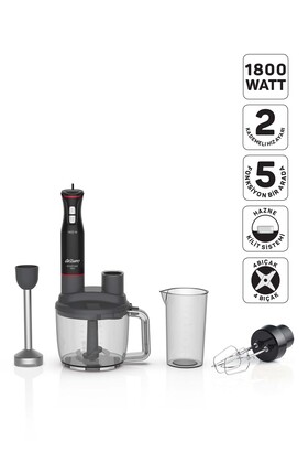 AR1204 Starchef Pro 1800W 4 Bıçaklı 1.5 L Hazneli 2 Kademeli Multi Blender Seti, Siyah
