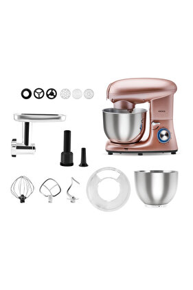 Multichef Stand Mikser Rosegold Mutfak Şefi 1900w 5,5l Kıyma Çekme Sucuk-sosis Içli Köfte Ap.