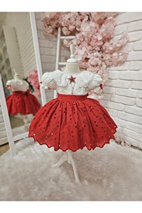 فستان بناتي عتيق باللونين الأحمر والأبيض، فستان عيد الميلاد، فستان التقاط الصور، مناسب للأعمار من 0 إلى 10 سنوات